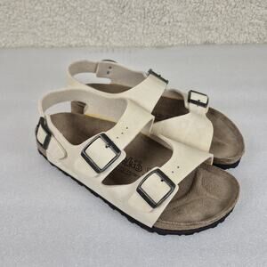 Birki’s Birkenstock Sandals 245 L7 M5 Size 38 White Leather Strappy Adjustable